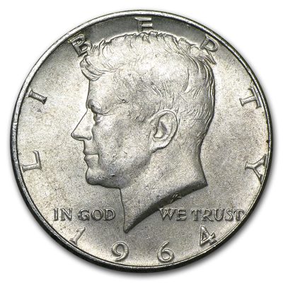 1964年 アメリカ「ケネディ ハーフドル」90% 銀 流通 銀貨【2枚セット】