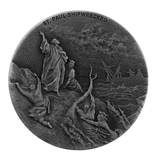 2021 (New) Biblical Series St Paul Shipwrecked Silver 2 oz Antique Proof Coin - Image 2