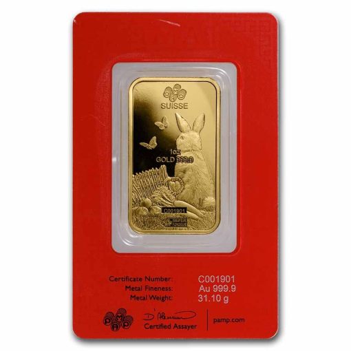 2023年 (新品) パンプ スイス「 干支 十二支・卯年 兎年」純金 1オンス バー - 画像 (2)
