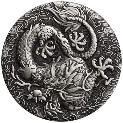 2022 (New) Australia Dragon Silver 2 oz Antiqued Coin