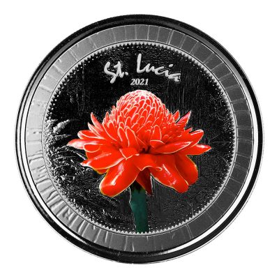 2021年 (新品) セントルシア「植物園」純銀 1オンス カラープルーフ 銀貨