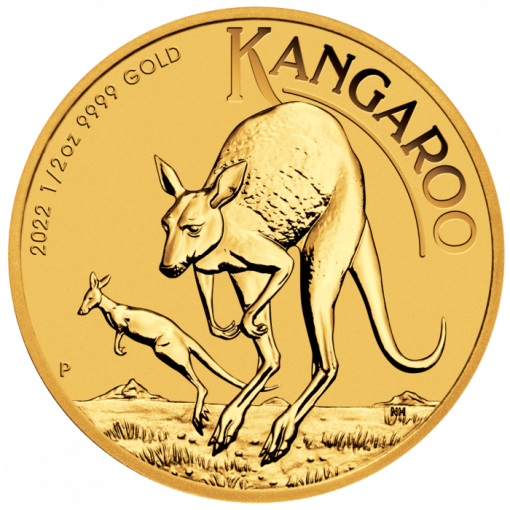 2022 (New) Australia Kangaroo 24K 1/2 oz Gold Coin in Capsule