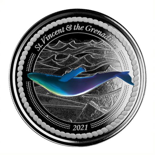 2021 (New) St. Vincen & the Grenadines Humpback Whale Silver 1 oz Coloured Coin