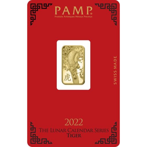2022 (New) Switzerland Pamp Suisse Lunar Year of Tiger Gold 5 grams Bar