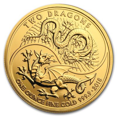 2018 (New) Great Britain Two Dragon Gold 1 oz Coin