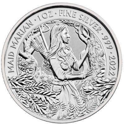 2022年 (新品) イギリス「神話と伝説・メイド マリアン」純銀 1オンス 銀貨