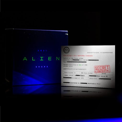 2021年 (新品) ガーナ「宇宙人・エイリアン」純銀 1オンス カラープルーフ 銀貨 - 画像 (3)