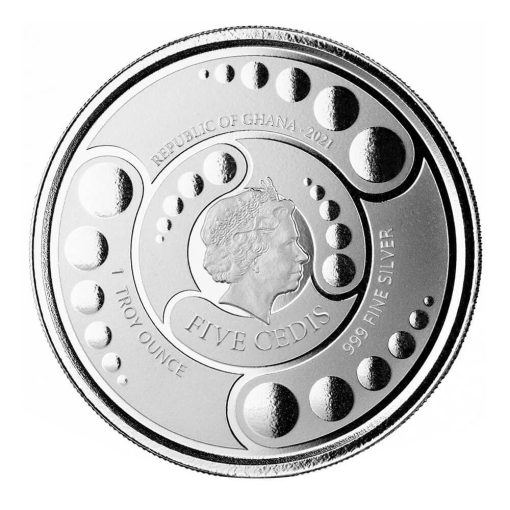 2021年 (新品) ガーナ「宇宙人・エイリアン」純銀 1オンス カラープルーフ 銀貨 - 画像 (2)