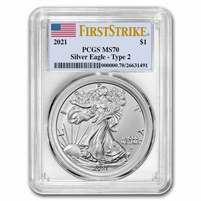 2021 (New) American Eagle Walking Liberty Silver 1 oz Coin PCGS MS70 (First Strike)【Type 2】