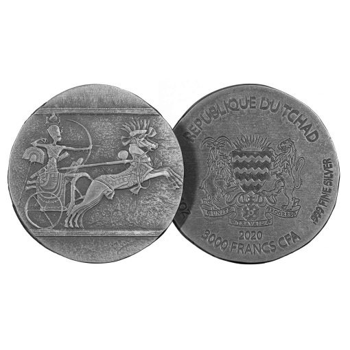 2020年 (新品) チャド「エジプト・戦争の兵車」純銀 5オンス 銀貨 - 画像 (3)
