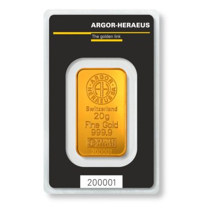 (新品) スイス アルゴー 純金 20グラム インゴット バー 保証番号付