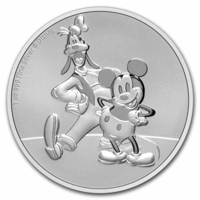 2021年 (新品) ニウエ「ディズニー・ミッキー ＆ グーフィー 」純銀 1オンス 銀貨