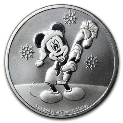 2020年 (新品) ニウエ「ディズニー・ミッキー クリスマス」純銀 1オンス 銀貨