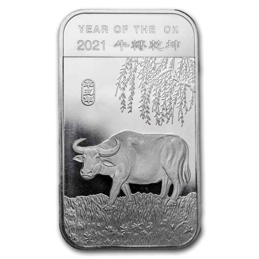 2021年 (新品) アメリカ「 干支 十二支・丑年 牛年」純銀 1オンス バー
