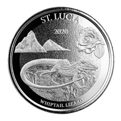2020 (New) Saint Lucia Whiptail Lizard 1 oz .999 Silver Coin