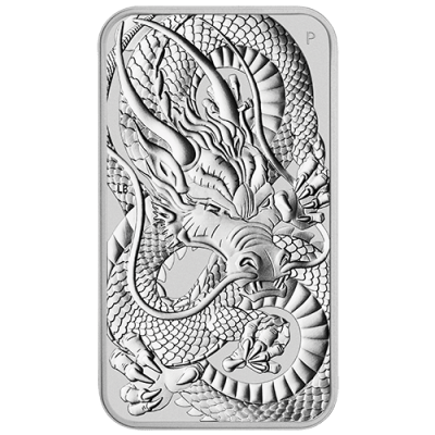 2021年 (新品) オーストラリア「 ドラゴン・龍 」純銀 1オンス バー