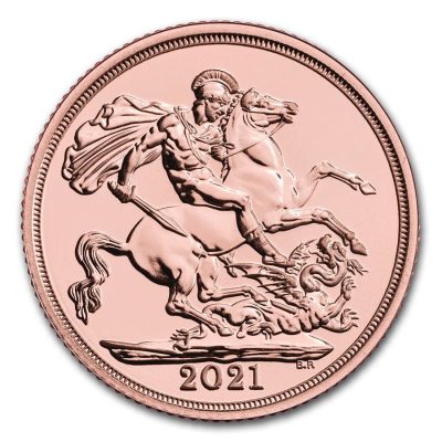 2021 (New) Great Britain「St. George Slaying Dragon」22K Sovereign Gold Coin
