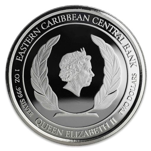 2018年 (新品) セントルシア「ピンク フラミンゴ」純銀 1オンス カラープルーフ 銀貨 - 画像 (2)
