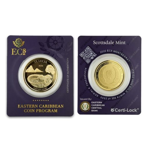 2020 (新品) セントルシア「ホイップタイル・リザード」純金 1オンス 金貨 - 画像 (3)
