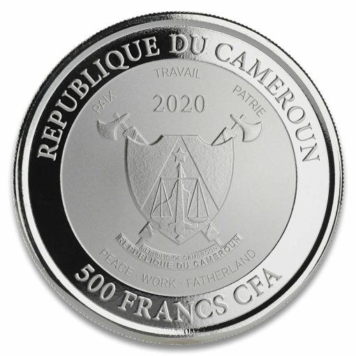 2020 (New) Cameroon Mandrill 1 oz 31.1 gram .999 Silver Color Coin in Capsule - Image 2