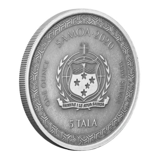 2020 (New) Samoa「MOMOTARO & ONI」UKIYOE Silver 1 oz Antique Coin - Image 6