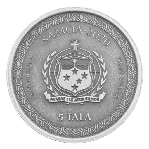 2020 (New) Samoa「MOMOTARO & ONI」UKIYOE Silver 1 oz Antique Coin - Image 2