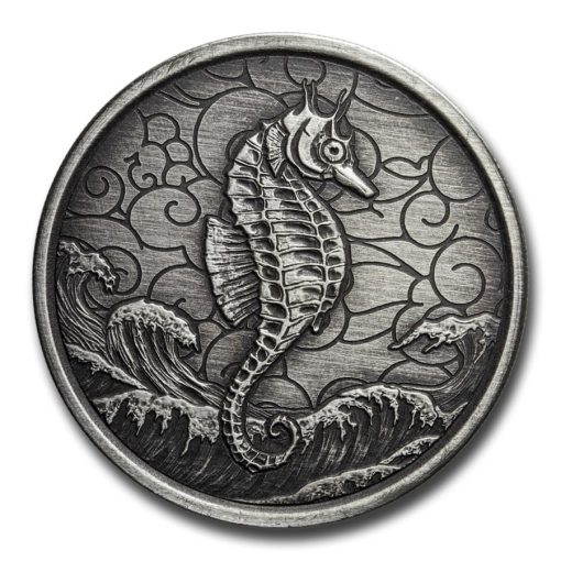2020 (New) Samoa Seahorse Antique 1 oz 99.9% Pure Silver Coin