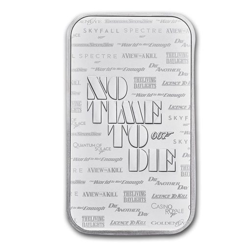 2020年 (新品) イギリス「ジェームズ ボンド・007 ノー タイム トゥ ダイ」純銀 1オンス バー - 画像 (2)