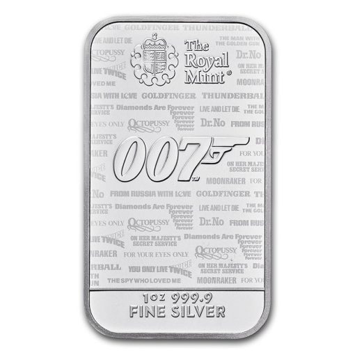2020年 (新品) イギリス「ジェームズ ボンド・007 ノー タイム トゥ ダイ」純銀 1オンス バー
