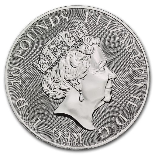 2020年 (新品) イギリス「セント ジョージ・龍」純銀 10オンス 銀貨 - 画像 (2)