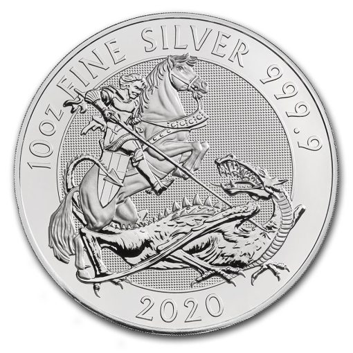 2020年 (新品) イギリス「セント ジョージ・龍」純銀 10オンス 銀貨