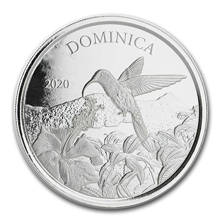 2020年 オウギハチドリ ドミニカ国 1オンス銀貨 2020年 (新品) ドミニカ国「蜂鳥・ハチドリ」純銀 1オンス 銀貨