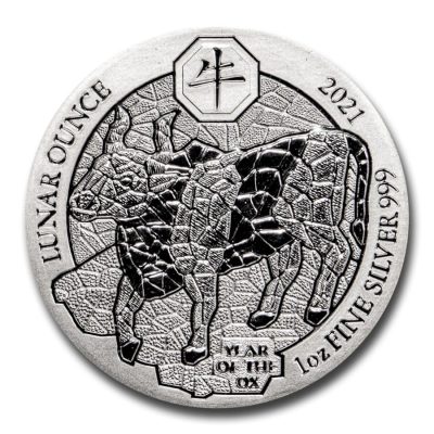2021年 (新品) ルワンダ「干支 十二支・丑年 牛年」純銀 1オンス 銀貨