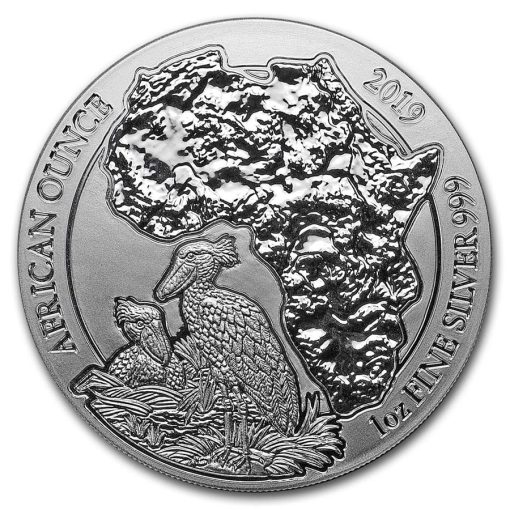 2019 (New) Rwanda African Shoebill 1 oz 99.9% Pure Silver Coin