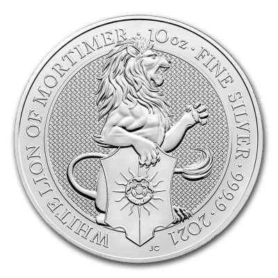 2021 (New) Great Britain White Lion 10 oz Silver Queen's Beasts