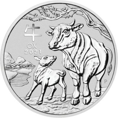 2021年 (新品) オーストラリア「干支 十二支・丑年 牛年」PERTH製 純銀 1オンス 銀貨