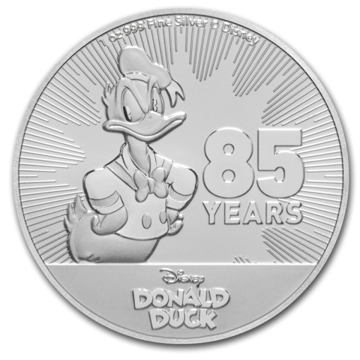 2019年 (新品) ニウエ「ディズニー・ドナルドダック・特別 85年記念」純銀 1オンス 銀貨
