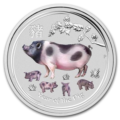 2019 (New) Australia Color Year of the Pig Lunar Perth 1 oz Silver Coin