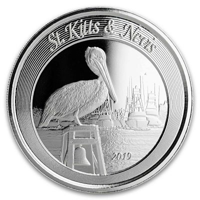 2019 (New) Caribbean St. Kitts & Nevis Pelican 1 oz .999 Silver Coin