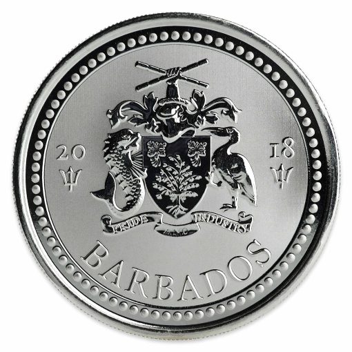 2018 (New) Barbados Trident 1 oz 31.1 gram .999 Silver Coin in Capsule - Image 2