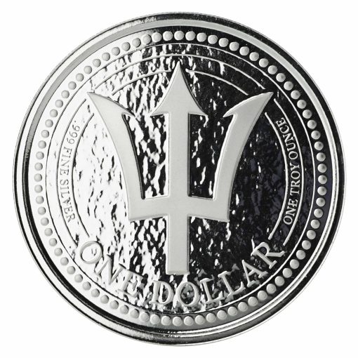 2018 (New) Barbados Trident 1 oz 31.1 gram .999 Silver Coin in Capsule