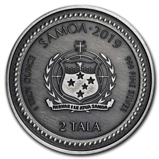 2019 (New) Samoa Seahorse (Antique Finish) 1 oz 99.9% Pure Silver Coin - Image 2
