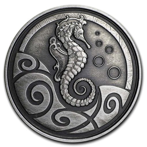 2019 (New) Samoa Seahorse (Antique Finish) 1 oz 99.9% Pure Silver Coin