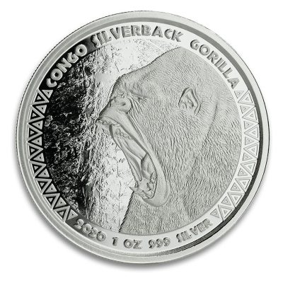 2020年 (新品) コンゴ「シルバーバック ゴリラ」純銀 1オンス 銀貨