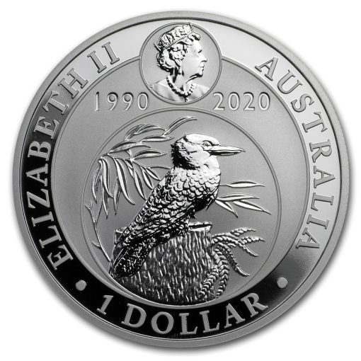 2020年 (新品) オーストラリア「クッカバラ・ワライカワセミ 30周年」純銀 1オンス 銀貨 - 画像 (2)