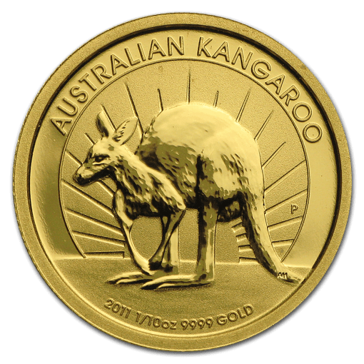 2011 (New) Australia Kangaroo 24K 1/10 oz Gold Coin in Capsule