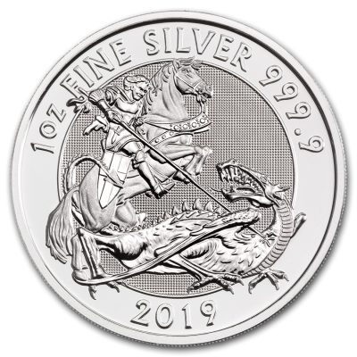 2019年 (新品) イギリス「セント ジョージ・龍」純銀 1オンス 銀貨