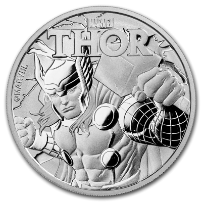 2018 (New) Tuvalu Marvel「Thor」$1 Silver .999 Coin 1 oz