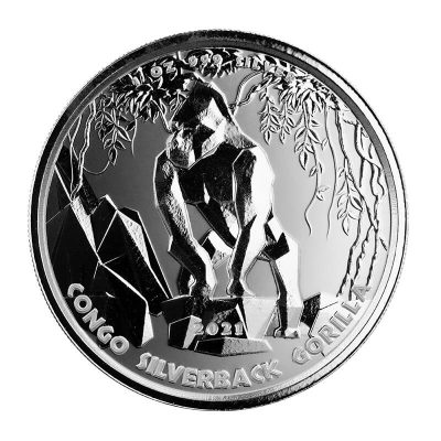 2021年 (新品) コンゴ「シルバーバック ゴリラ」純銀 1オンス 銀貨