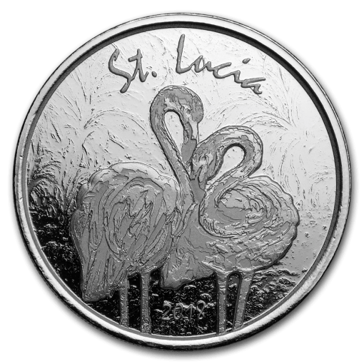 2018 (New) Caribbean St. Lucia Pink Flamingo 1 oz .999 Silver Coin in Capsule